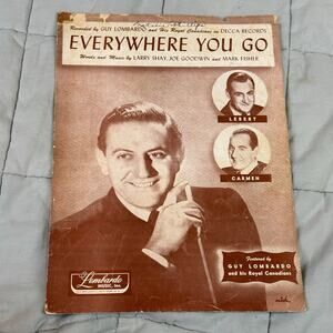 Everywhere You Go 1949 Vintage Sheet Music Guy, Lebert, Carmen Lombardo Piano